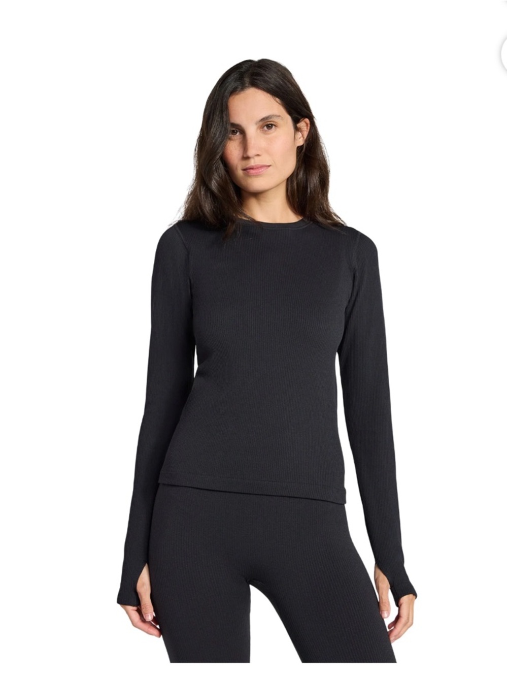 Ozark Trail Black Ribbed Long Sleeve Crewneck Top (50)